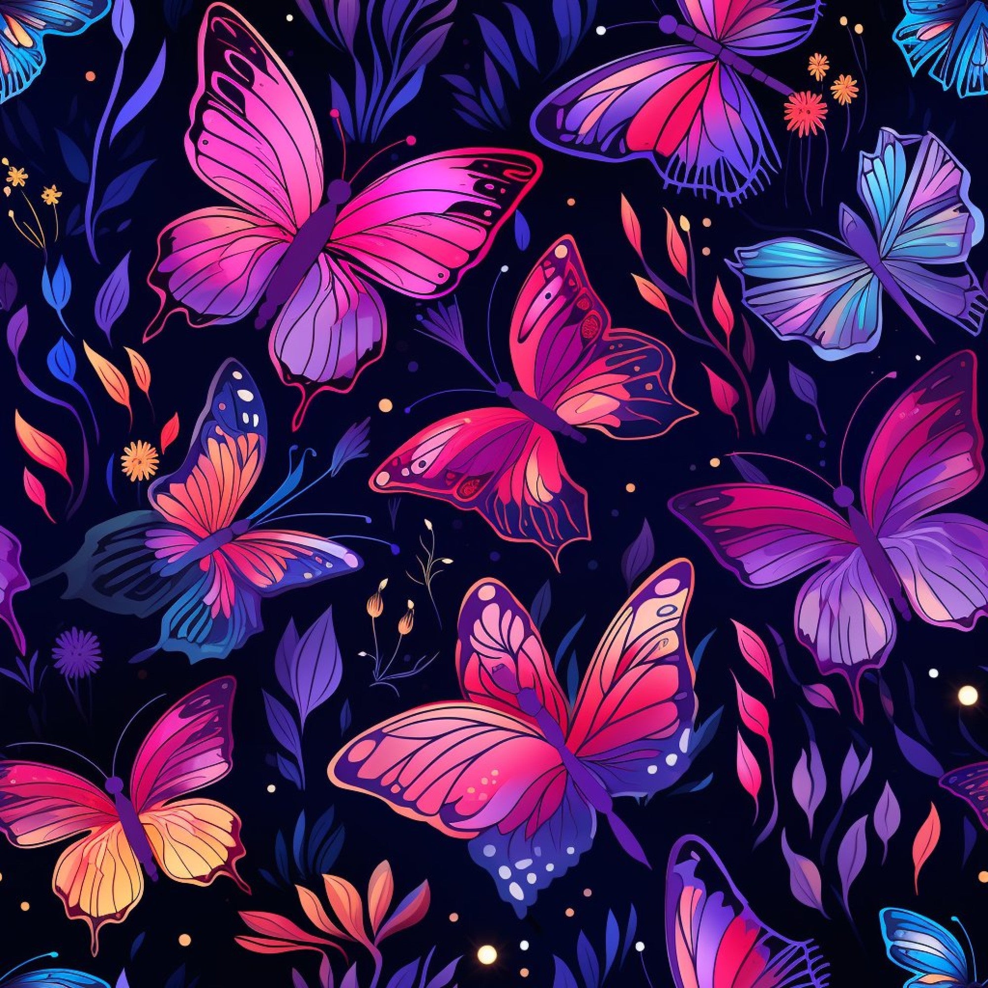 Dreamy Butterflies Purple and Pink Pattern 4 Minky Fabric