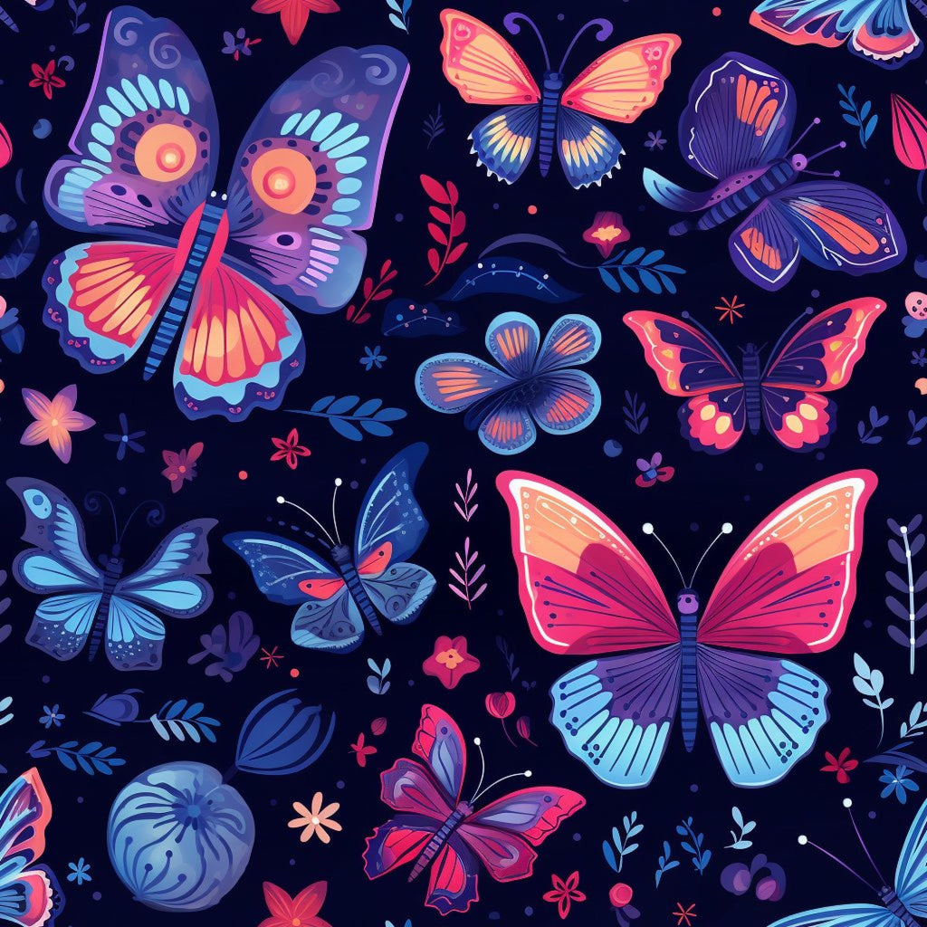 Dreamy Butterflies Purple and Pink Pattern 5 Minky Fabric