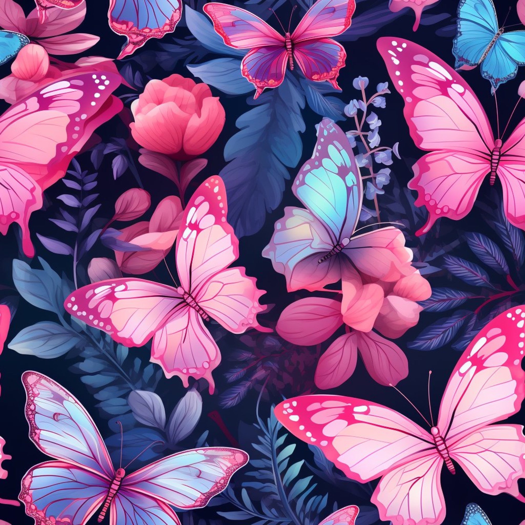 Dreamy Butterflies Purple and Pink Pattern 6 Minky Fabric