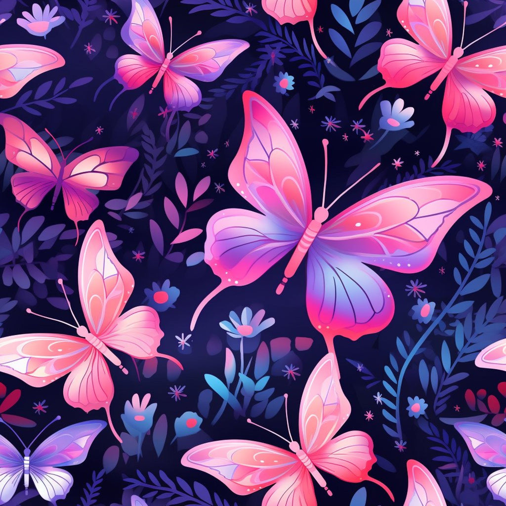 Dreamy Butterflies Purple and Pink Pattern 7 Minky Fabric