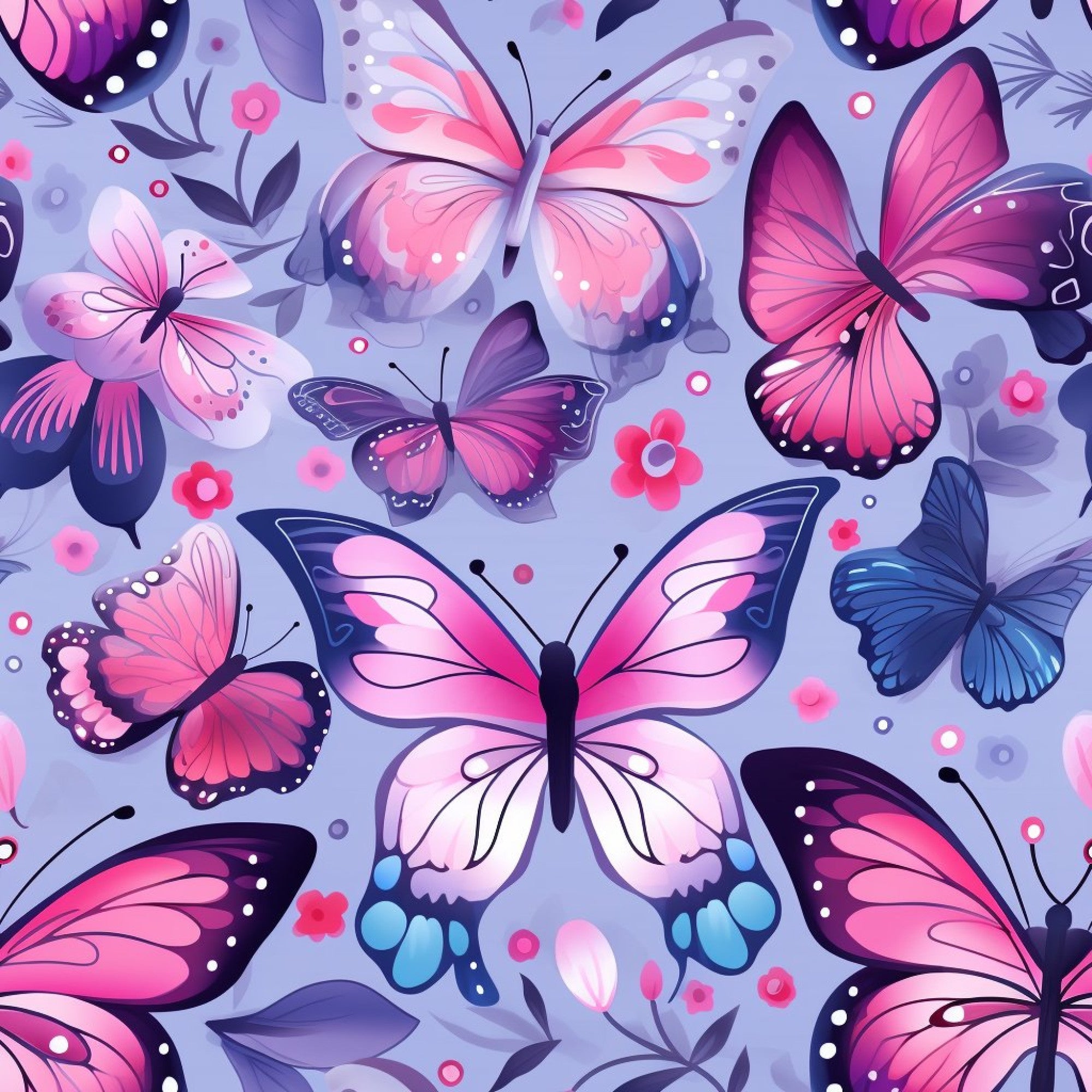 Dreamy Butterflies Purple and Pink Pattern 8 Minky Fabric