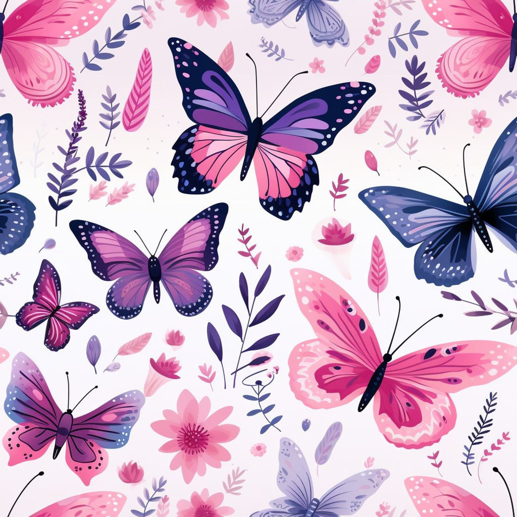 Dreamy Butterflies Purple and Pink Pattern 9 Minky Fabric
