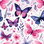 Dreamy Butterflies Purple and Pink Pattern 9 Minky Fabric