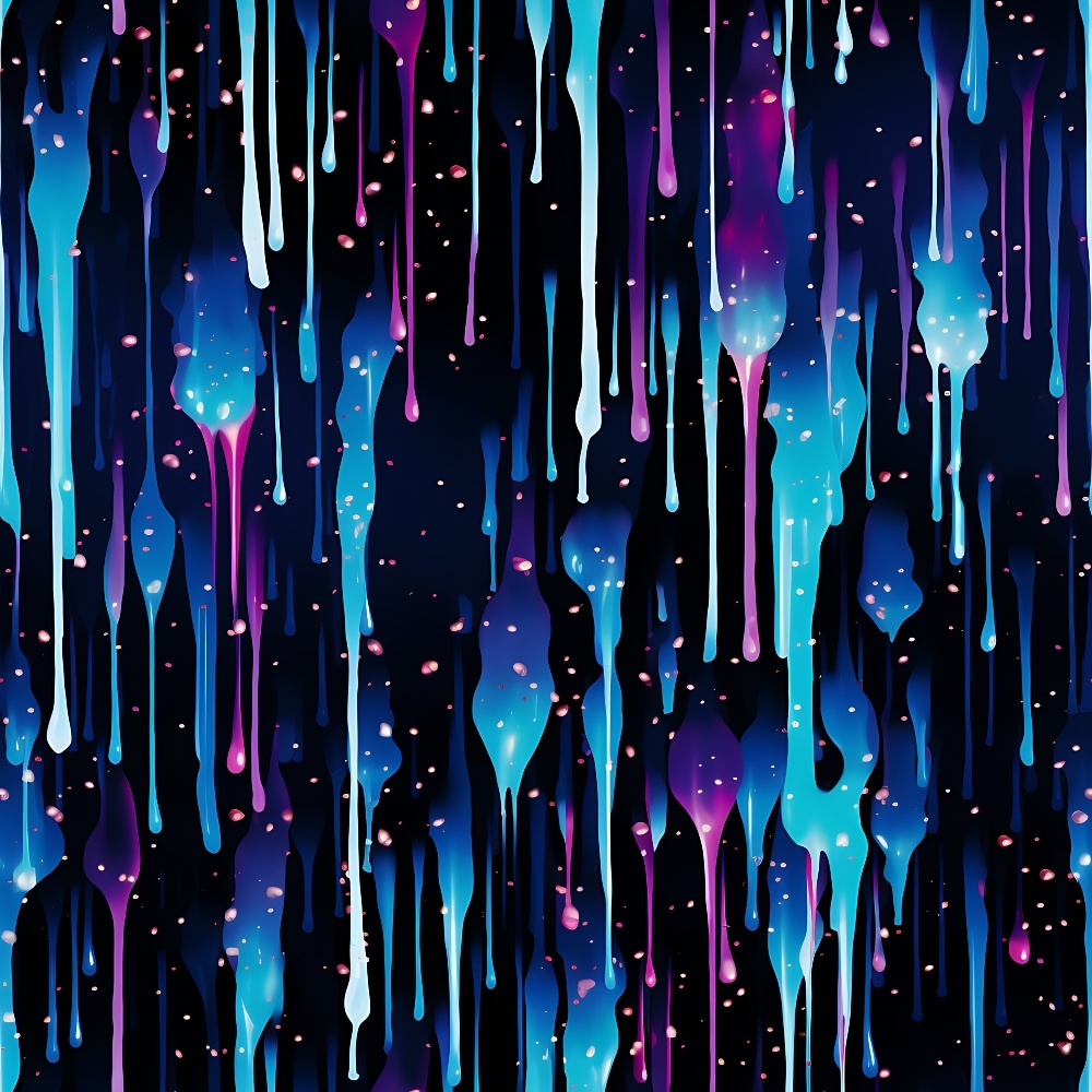 dripping liquid, blue fabric, purple accents, cosmic pattern, galaxy design, flowing drops, starry background, abstract design,, fabric panel, celestial theme, liquid splashes, navy blue, turquoise, magenta, space-inspired, modern pattern, artistic print, cotton fabric, cosmic drips