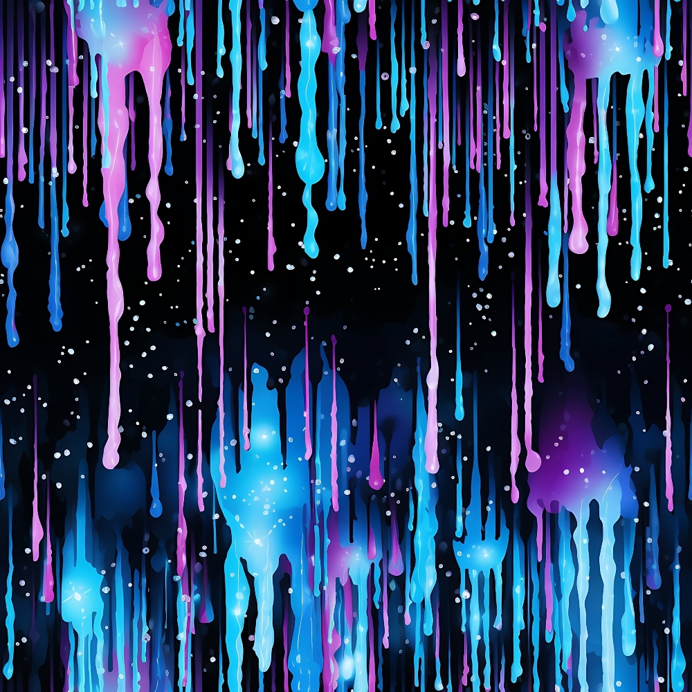 dripping liquid, blue, purple, pink, cyan, turquoise, magenta, black background, flowing patterns, paint drips, abstract design, cosmic, galaxy, starry, nebula,, fabric panel, modern art, vibrant colors, liquid motion