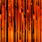 orange, black, dripping liquid, vertical stripes, abstract pattern, flowing droplets, vibrant orange, dark contrast, modern design, geometric elements,, fabric panel, liquid motion, streaking effect, contemporary style, halloween colors, artistic drips, fluid design, decorative fabric