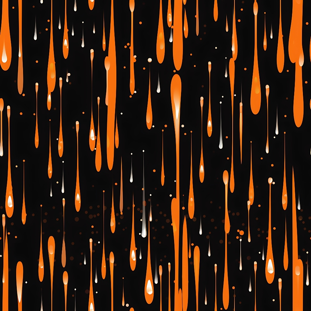 orange, black, dripping, liquid, drops, abstract pattern, modern design,, fabric panel, flowing, droplets, contemporary, streaks, splashes, artistic, vibrant orange, gradient effects, vertical drips, dynamic movement, geometric elements