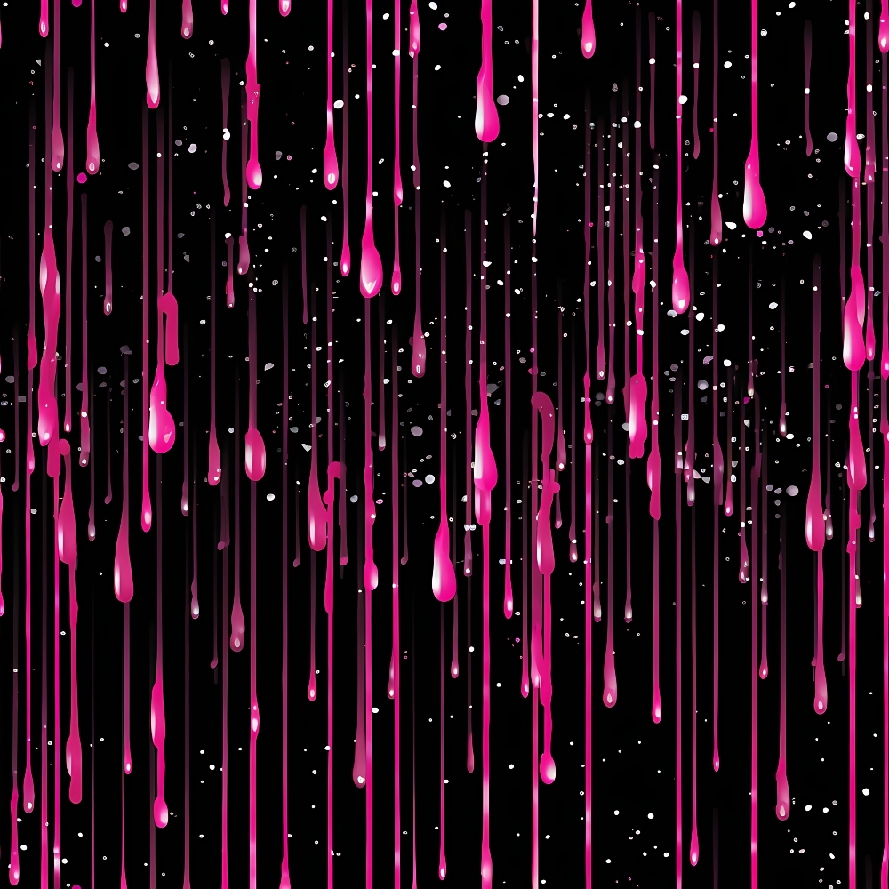 pink, magenta, fuchsia, black, white, dripping liquid, droplets, splashes, streaks, flowing pattern, abstract design, modern, contemporary,, fabric panel, glossy effect, vertical drips, paint drops, artistic, vivid colors