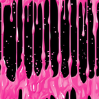 hot pink, magenta, black, white, dripping liquid, paint drips, flowing pattern, abstract design, modern style, contemporary art, splatter effect, vertical drips, bubbles, dots,, fabric panel, crafting material, sewing fabric, vibrant colors, artistic pattern