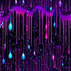 purple, magenta, cyan, blue, black, dripping liquid, paint drips, abstract pattern, cosmic background, starry night, neon colors, vibrant hues, flowing design, space theme,, fabric panel, modern art style, psychedelic, luminous droplets, galaxy pattern