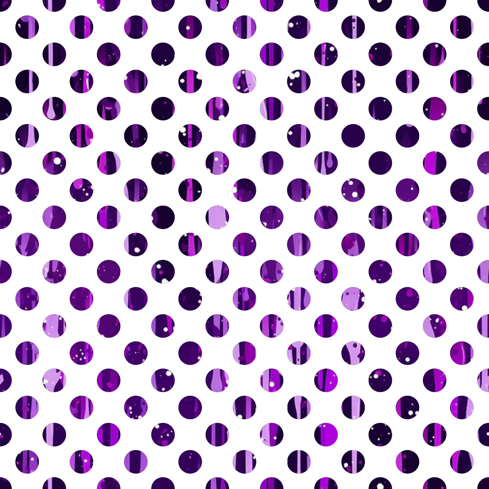 purple, violet, magenta, polka dots, circular pattern, dripping liquid, glossy texture, metallic finish,, fabric panel, geometric design, repetitive pattern, shimmery surface, modern style, contemporary art, abstract design, crafting material, sewing fabric