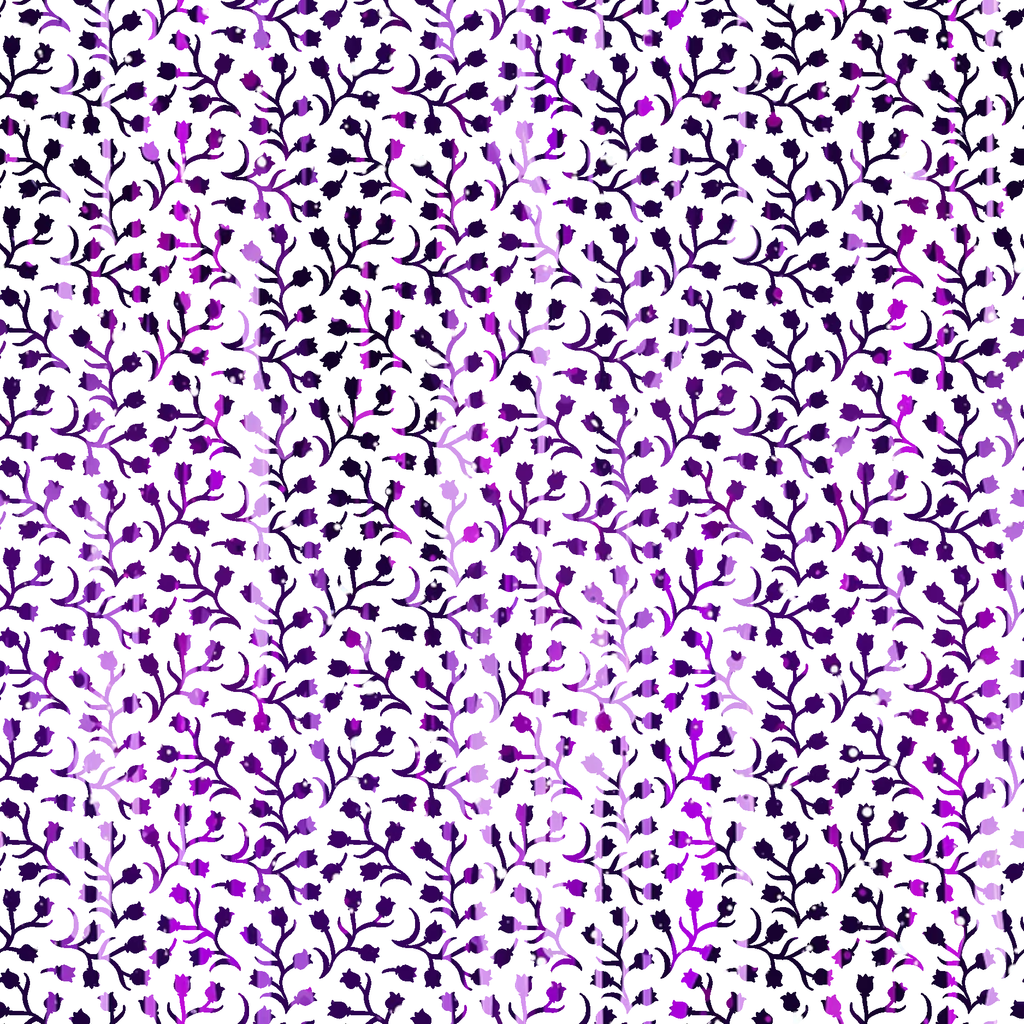 purple, violet, lavender, floral pattern, botanical design, branches, leaves, small flowers, delicate motifs, repeating pattern,, fabric panel, nature inspired, organic shapes, feminine design, crafting material, sewing fabric, ditsy print, tonal variations, decorative elements