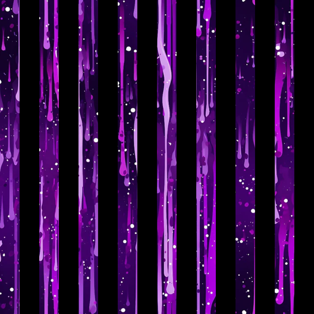 purple, violet, magenta, black, dripping, liquid, splashes, droplets, vertical stripes, abstract pattern, flowing design, paint drips, modern art, contemporary style,, fabric panel, artistic design, fluid motion, streaking effect, splatter pattern