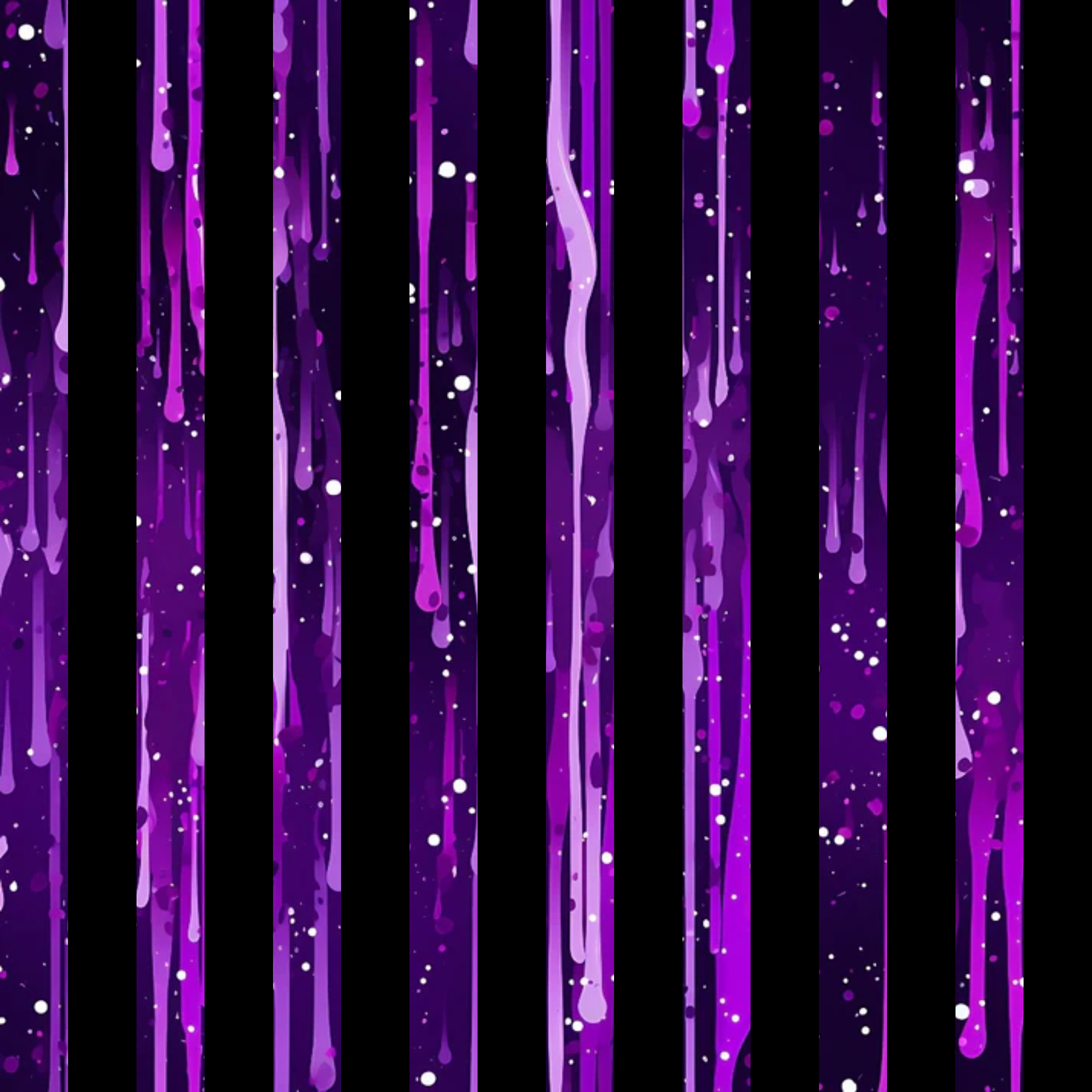 purple, violet, magenta, black, dripping, liquid, splashes, droplets, vertical stripes, abstract pattern, flowing design, paint drips, modern art, contemporary style, quilting cotton, fabric panel, artistic design, fluid motion, streaking effect, splatter pattern