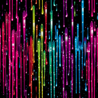 dripping rainbow, liquid pattern, multicolored streaks, vibrant colors, pink, purple, blue, green, yellow, orange, black background, abstract design, colorful drips, flowing lines, contemporary style,, fabric panel, bright neon, psychedelic pattern, modern art