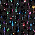 dripping liquid, rainbow colors, geometric circles, neon pink, electric blue, emerald green, purple, orange, yellow, bright colors, modern pattern, abstract design, digital art, futuristic style,, fabric panel, contemporary, vibrant, glossy droplets, space theme