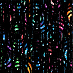dripping liquid, rainbow colors, iridescent effect, holographic, prismatic, multicolored droplets, flowing pattern, abstract design, psychedelic, vibrant hues, black background, neon colors, liquid motion, contemporary art, modern pattern,, fabric panel, colorful drops, chromatic, kaleidoscopic