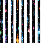 dripping liquid, rainbow colors, vibrant drops, vertical stripes, black background, blue droplets, purple liquid, orange drops, pink fluid, green drops, multicolored pattern, abstract design, flowing motion,, fabric panel, modern art style, colorful streaks, liquid motion, geometric drops, contemporary pattern