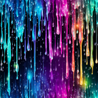 dripping rainbow, liquid pattern, vibrant colors, turquoise, magenta, purple, orange, teal, flowing droplets, abstract design, colorful drips, cosmic background, iridescent effect,, fabric panel, artistic pattern, fluid motion, rainbow spectrum, contemporary style, celestial theme