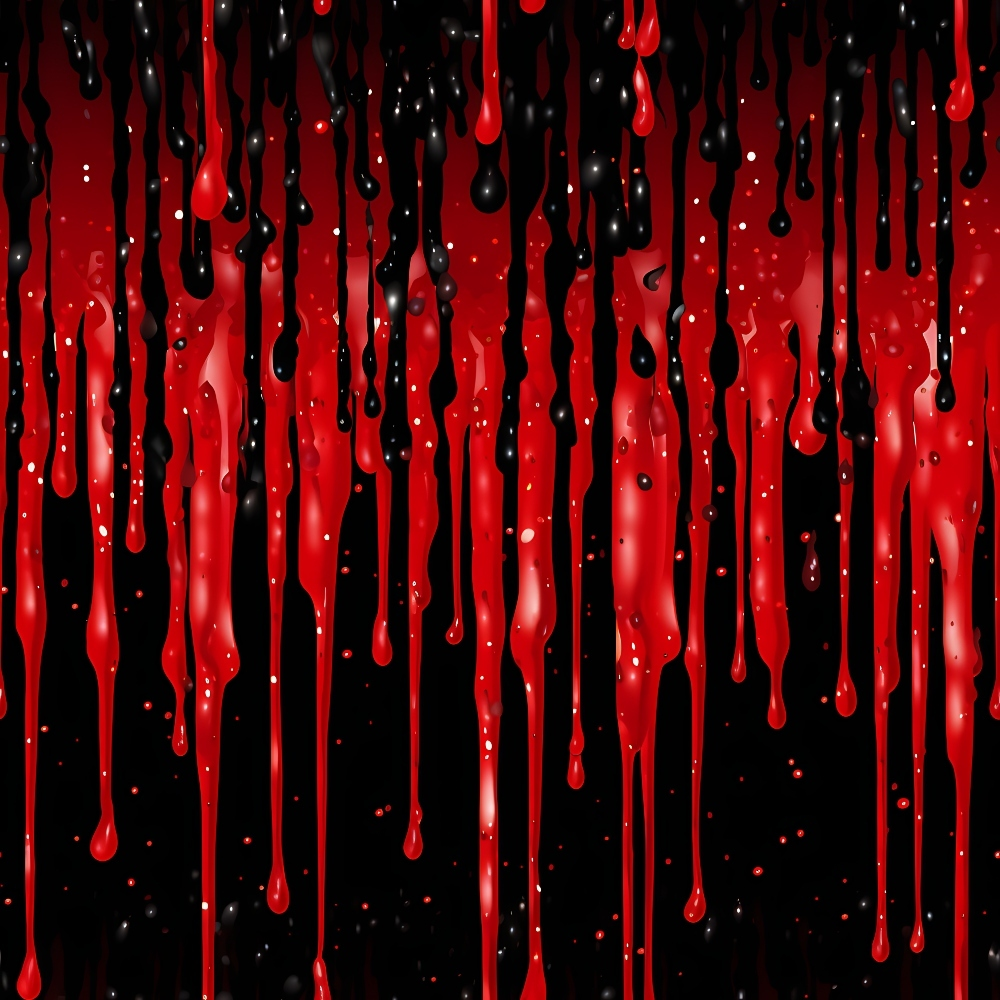 red, black, dripping, liquid, blood, drops, gothic, dark, horror, spooky, dramatic, flowing, streaks, splatter,, fabric panel, halloween, macabre, crimson, viscous