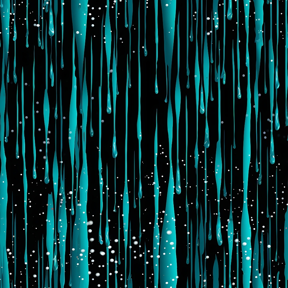turquoise, teal, black, dripping, liquid, droplets, rain, flowing, streaks, vertical lines, abstract pattern, modern, contemporary, water drops, splashes, aqua, cyan, dynamic, movement,, fabric panel, wet effect, cascading