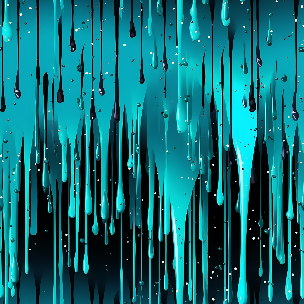 turquoise, teal, aqua, black, dripping pattern, liquid drops, water droplets, abstract design, flowing lines, vertical streams, contemporary art, modern pattern,, fabric panel, wet surface, rain effect, artistic drips, geometric drops, blue tones, liquid motion