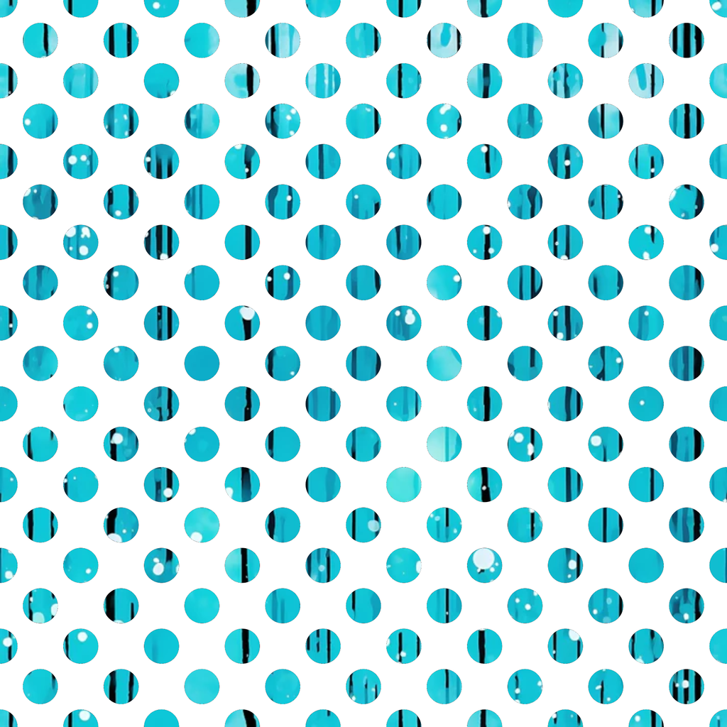 turquoise, cyan, teal, aqua, white background, polka dots, circular pattern, geometric design, dripping liquid, water droplets, modern abstract, contemporary style,, fabric panel, crafting material, sewing supplies, bright colors, repetitive pattern, spotted design, fluid motion