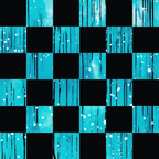 turquoise, cyan, black, dripping, liquid drops, abstract pattern, modern design, flowing lines, water droplets, geometric blocks, checkerboard layout,, fabric panel, contemporary art, fluid motion, bubble effects, artistic blocks, crafting material, sewing fabric, patchwork squares