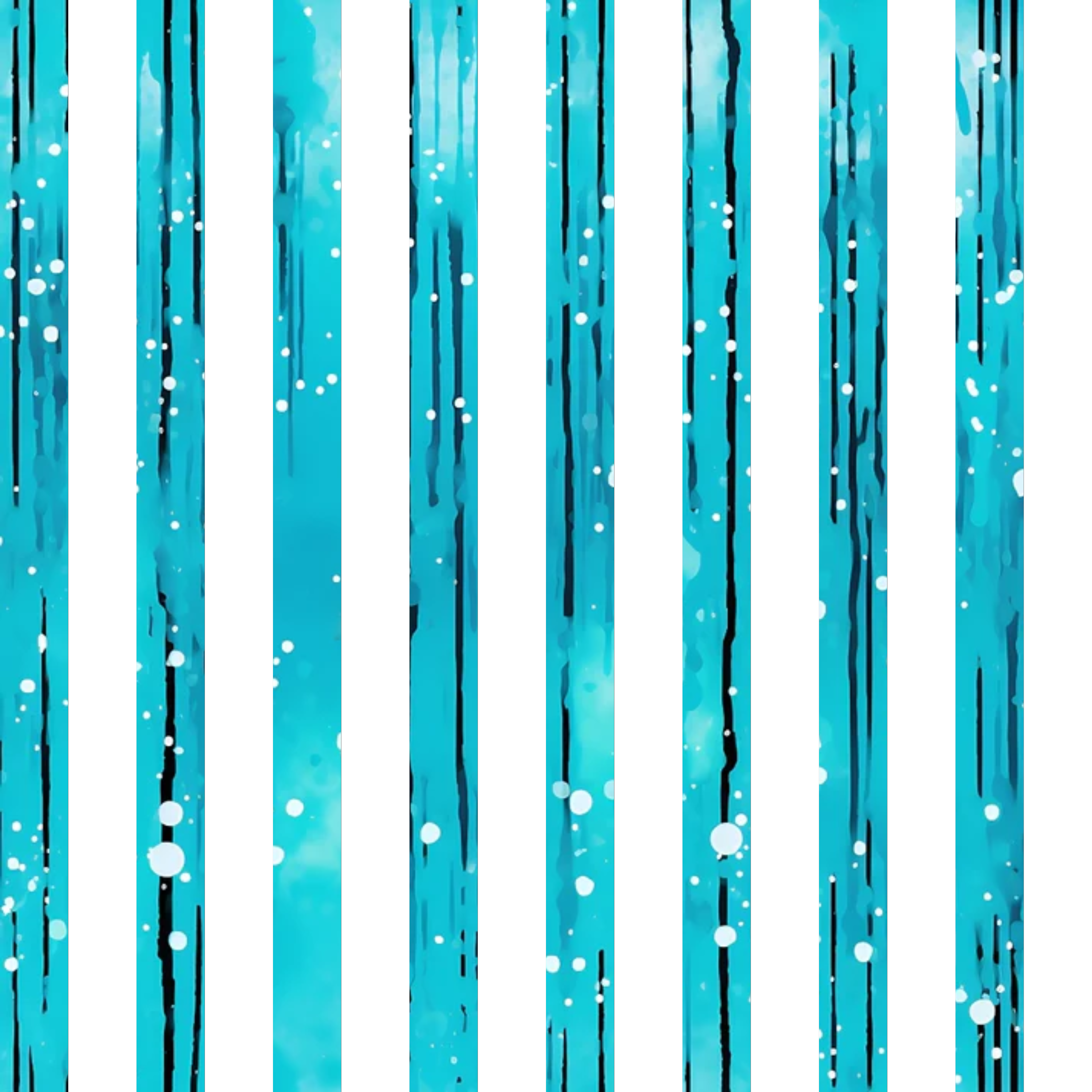 turquoise, aqua, teal, white, dripping pattern, liquid design, vertical stripes, water droplets, flowing lines, abstract design, modern pattern, quilting cotton, fabric panel, contemporary art, fluid motion, paint drips, artistic pattern, geometric elements, bright colors, crafting material