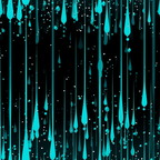 turquoise, teal, aqua, black background, dripping liquid, water drops, droplets, abstract pattern, flowing design, rain effect, vertical drips, splashes, modern art style, contemporary,, fabric panel, geometric drops, liquid motion, wet texture, artistic splatter