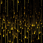 yellow, golden, amber, black background, dripping pattern, liquid drops, streaks, abstract design, modern pattern,, fabric panel, contemporary style, flowing lines, vertical drops, artistic pattern, geometric elements, striking contrast, liquid motion, droplets, sleek design