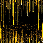 golden yellow, black background, dripping liquid, paint drips, abstract pattern, flowing streams, splatter effect, modern design, contemporary art,, fabric panel, artistic drops, liquid motion, dramatic contrast, bold colors, streaming pattern, paint splash, vertical drips, honey colored, artistic expression