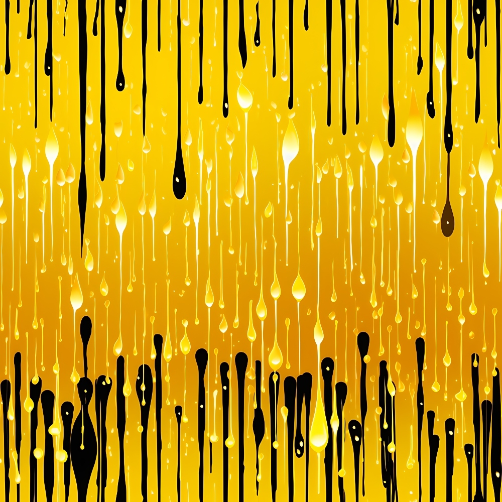yellow, golden, amber, black, dripping, liquid drops, paint drips, vertical streaks, abstract pattern, flowing design, modern art, contemporary style,, fabric panel, artistic, dynamic movement, fluid motion, paint splatter, geometric drips, bright colors