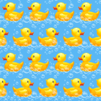 yellow rubber ducks, bright blue background, soap bubbles, bath time theme, repeating pattern, cheerful design, nursery fabric, children's motif, aquatic theme,, fabric panel, playful mood, orange beaks, cartoon style, whimsical design, baby fabric, bathroom theme, floating bubbles, sunny yellow, vibrant colors