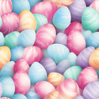 easter eggs, pastel colors, pink eggs, blue eggs, purple eggs, mint green, peach orange, striped pattern, swirled design, overlapping eggs, spring theme, holiday motif,, fabric panel, soft pastels, egg collection, easter celebration, gentle gradients, seamless pattern, festive design