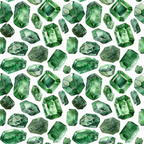 emerald green, forest green, sage green, mint green, gemstones, crystals, precious stones, geometric pattern, faceted gems, repeating pattern, watercolor style, luxurious, elegant,, fabric panel, jewelry motif, mineral pattern, sophisticated, rich colors, seamless design