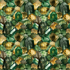 emerald green, golden yellow, amber, forest green, sage green, gemstone pattern, crystal design, geometric shapes, faceted gems, jewel tones, repeating pattern,, fabric panel, luxurious, sparkly, mineral collection, precious stones, seamless design, rich colors, botanical green