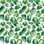 emerald green, forest green, sage green, mint green, gemstones, crystals, geometric pattern, faceted gems, repeating pattern, watercolor style, precious stones, jewelry motif,, fabric panel, luxurious, sparkling, multifaceted, elegant pattern, mineral design, sophisticated