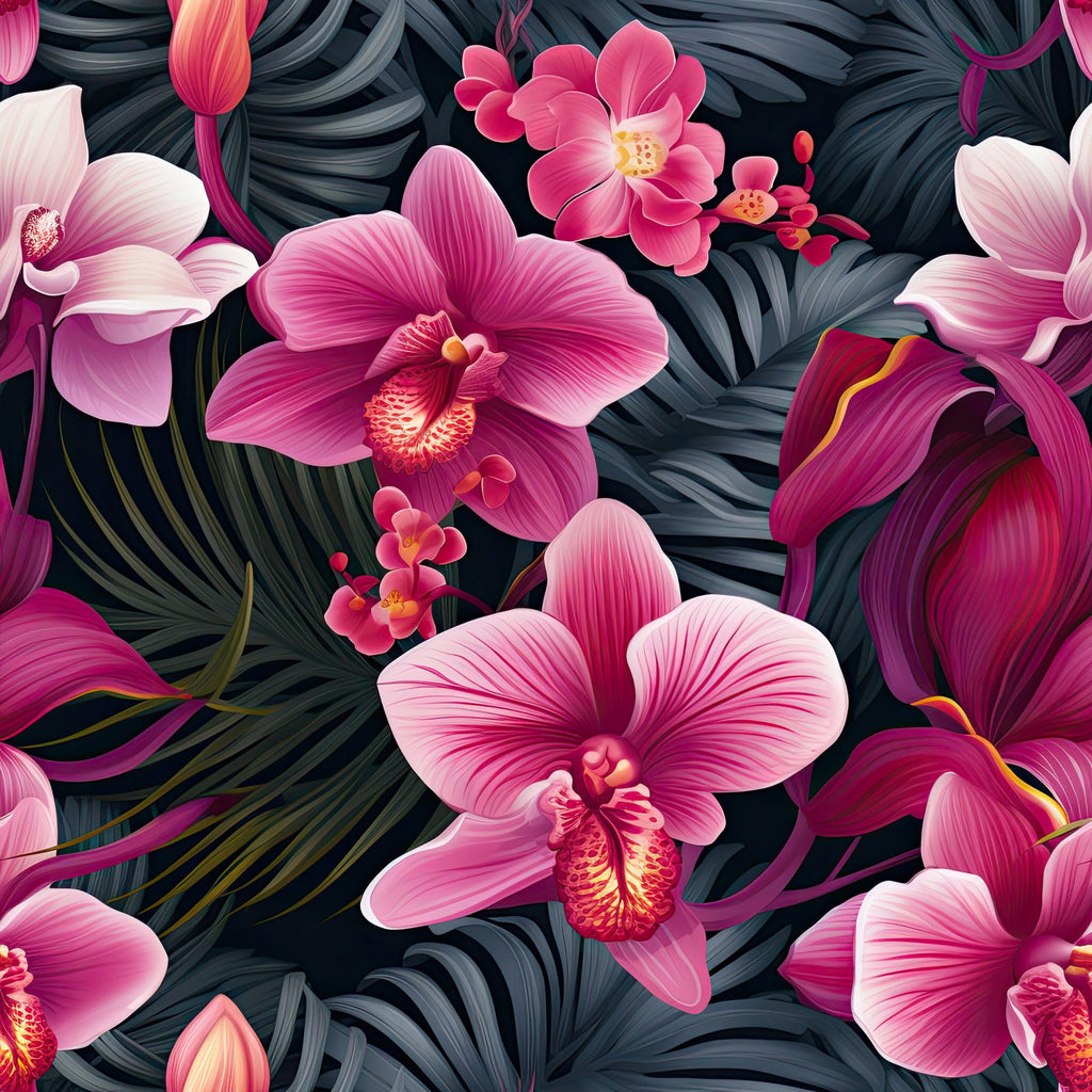 Exotic Orchid Flowers Pattern 1 Minky Fabric