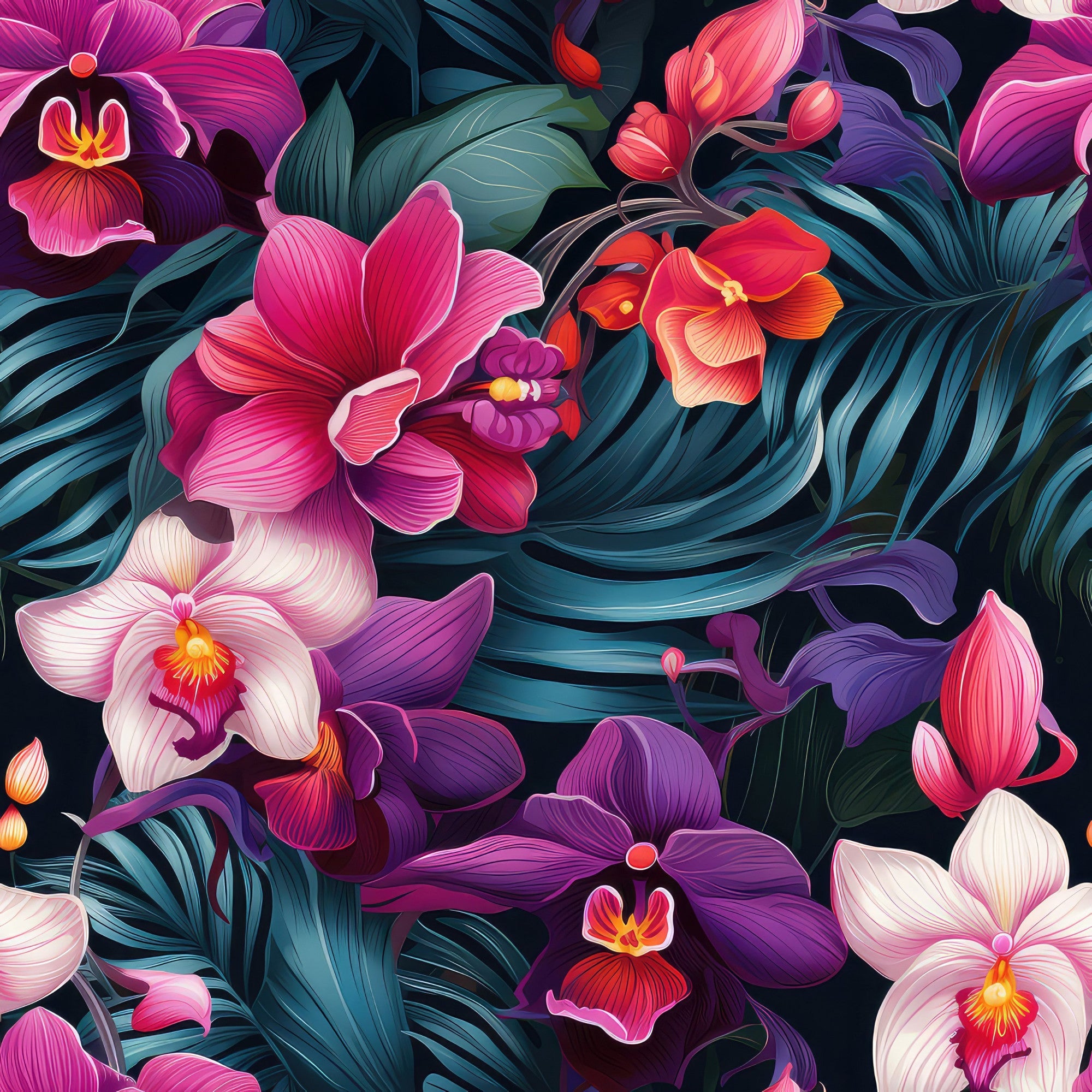 Exotic Orchid Flowers Pattern 10 Minky Fabric