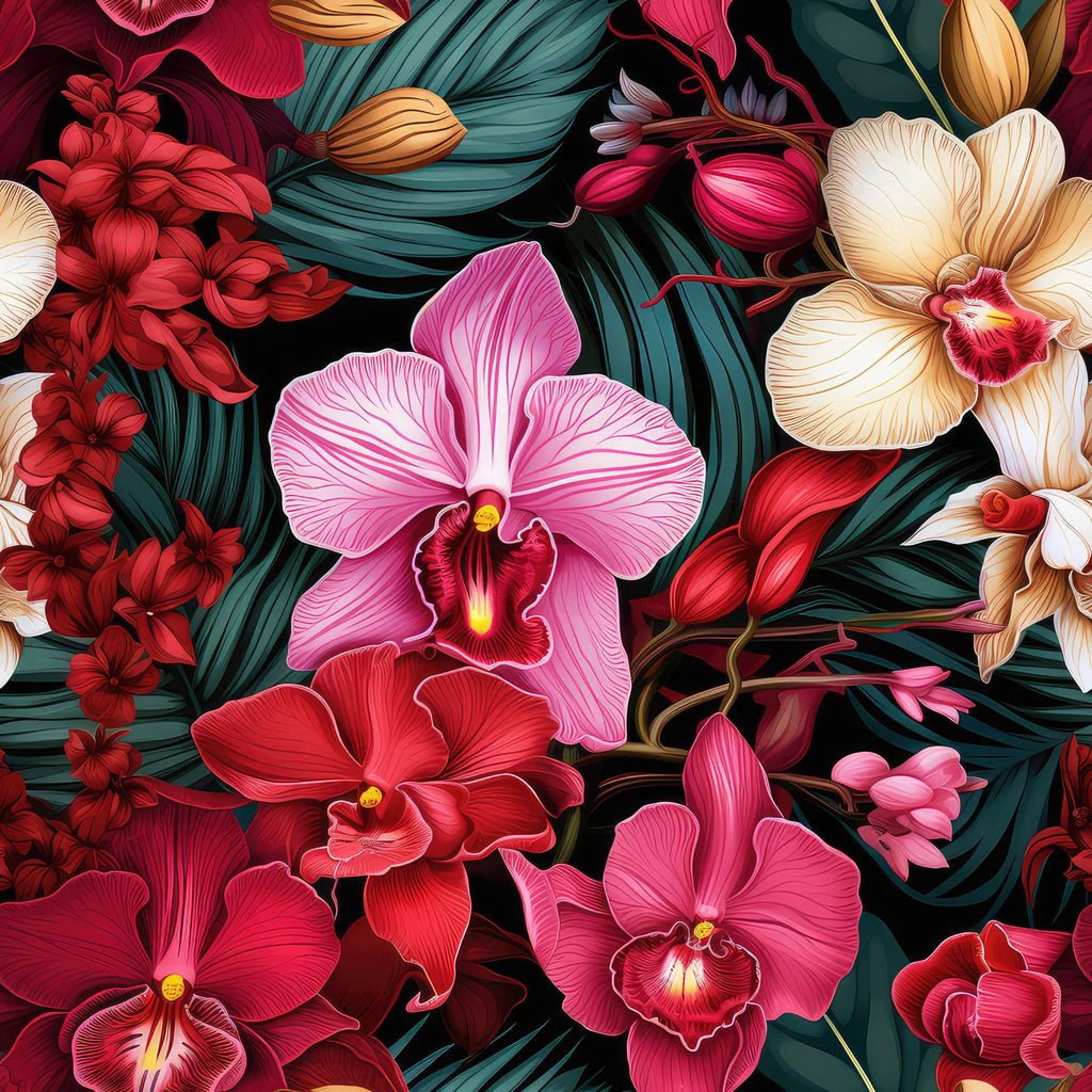 Exotic Orchid Flowers Pattern 11 Minky Fabric