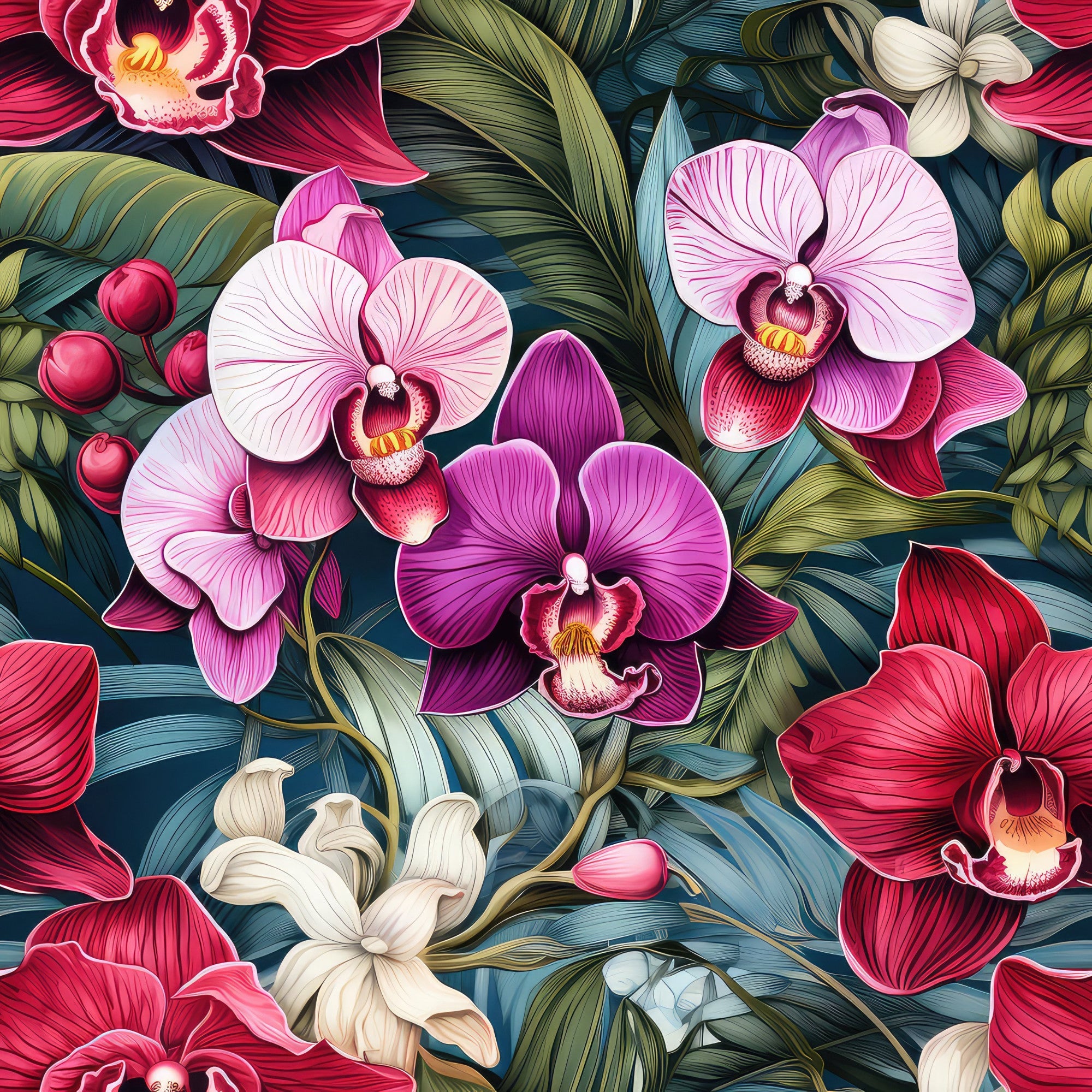 Exotic Orchid Flowers Pattern 12 Minky Fabric