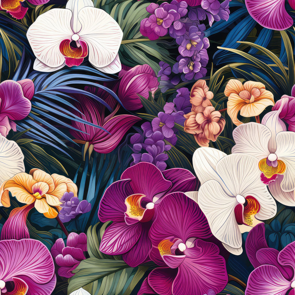 Exotic Orchid Flowers Pattern 2 Minky Fabric