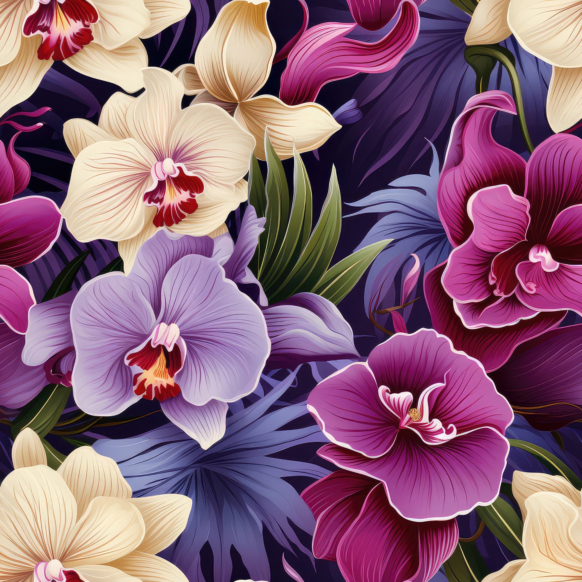 Exotic Orchid Flowers Pattern 4 Minky Fabric