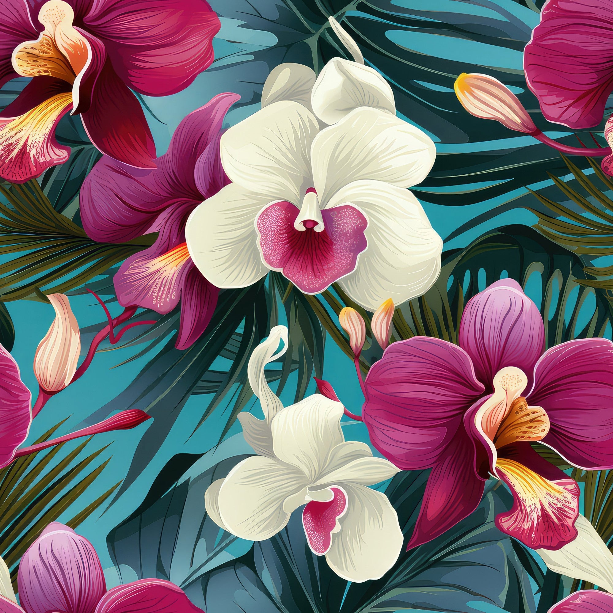 Exotic Orchid Flowers Pattern 5 Minky Fabric