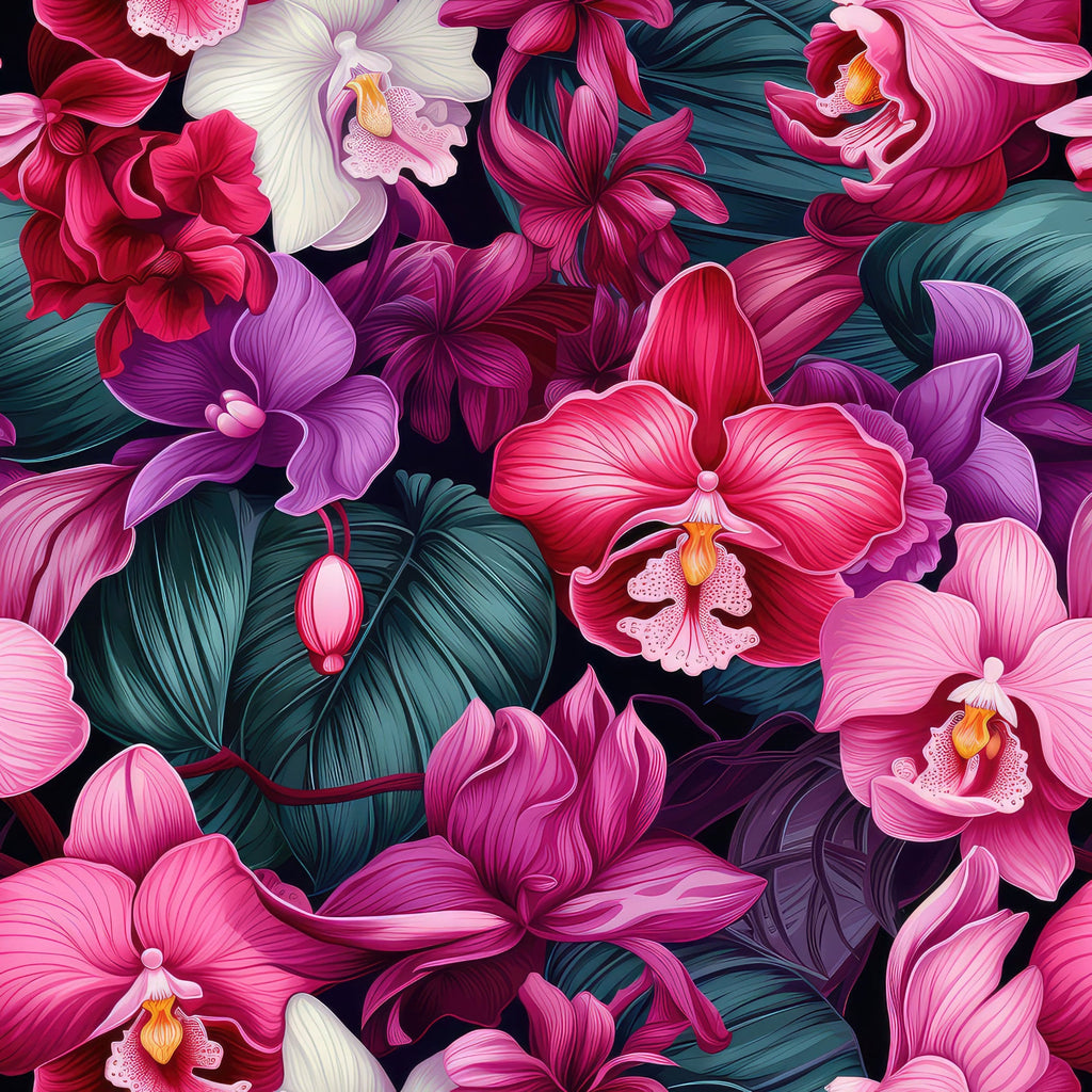 Exotic Orchid Flowers Pattern 8 Minky Fabric