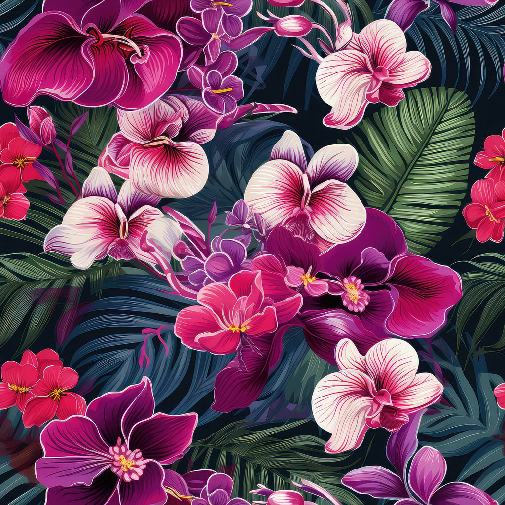 Exotic Orchid Flowers Pattern 9 Minky Fabric