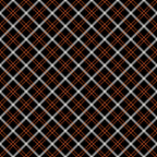 orange, black, gray, plaid pattern, diagonal stripes, crosshatch design, geometric pattern, fall colors, autumn theme,, fabric panel, intersecting lines, woven appearance, seasonal fabric, craft material, sewing fabric, repetitive pattern, angular design