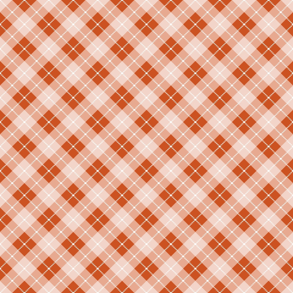 fall orange, coral, peach, salmon, rust, plaid pattern, diagonal stripes, argyle design, checkered, geometric, autumn colors,, fabric panel, warm tones, seasonal, harvest colors, crosshatch pattern, diamond shapes, woven texture