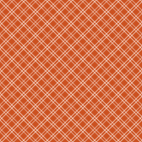 fall orange, burnt orange, coral pink, plaid pattern, diagonal stripes, crosshatch design, geometric pattern,, fabric panel, autumn colors, warm tones, seasonal fabric, crafting material, sewing fabric, repetitive pattern, intersecting lines, grid design, harvest colors